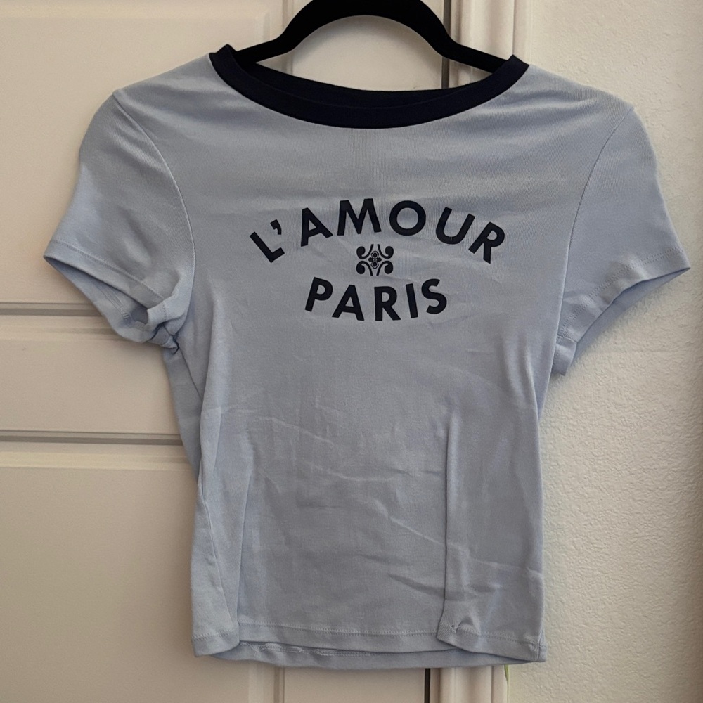 H&M Divided Navy and Light Blue Striped Top